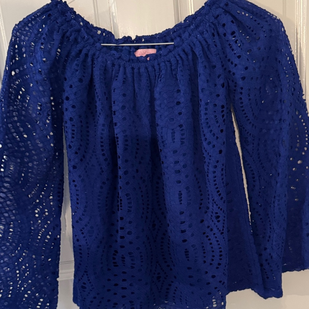 Lilly Pulitzer Royal Blue Lace Blouse